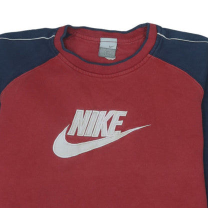 Nike Teens Red & Navy Pullover Sweatshirt M Regular Fit Logo Sports