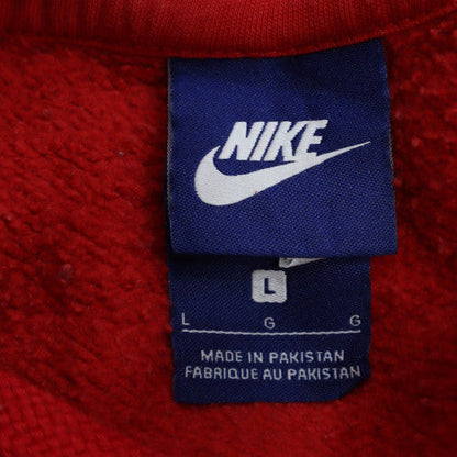 Nike Men's Red Pullover Hoodie L Fleece Logo Regular Fit