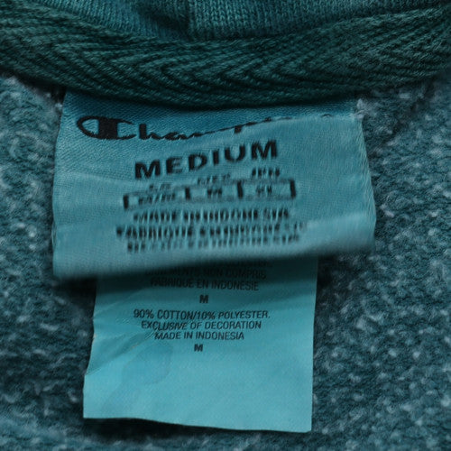 Champion Men's Green Pullover Hoodie Medium Logo Fleece Sweatshirt