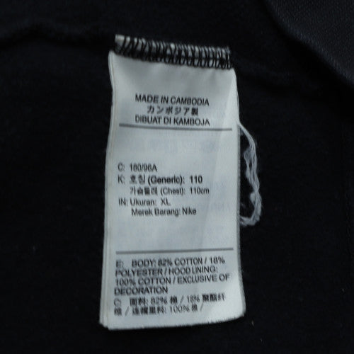Nike Men's Black XL Full Zip Hoodie Sports Logo Cotton Blend