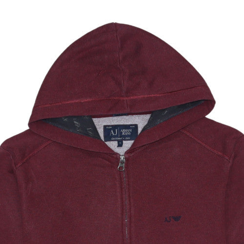 Armani Jeans Men's Red Full Zip Hooded Sweatshirt Size M