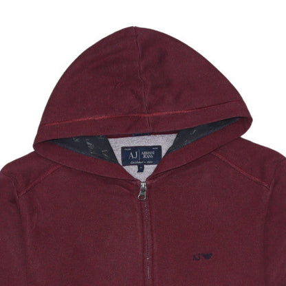 Armani Jeans Men's Red Full Zip Hooded Sweatshirt Size M