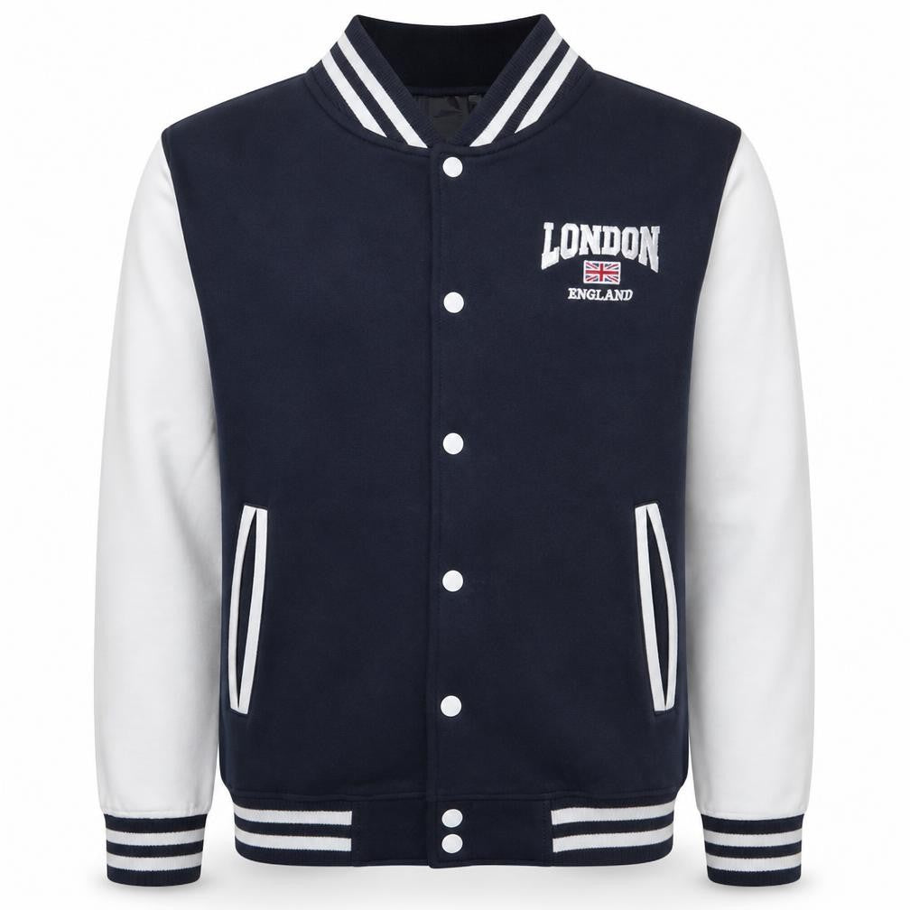 Awnhill Men's Blue London England Varsity Button Sweatshirt S