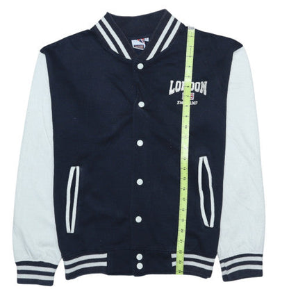 Awnhill Men's Blue London England Varsity Button Sweatshirt S