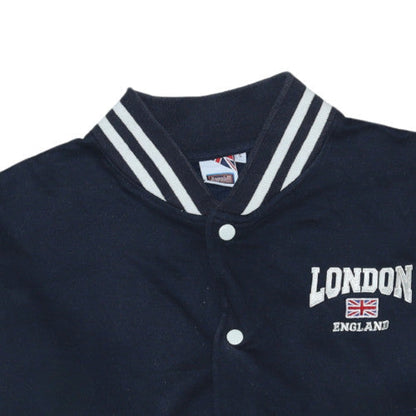 Awnhill Men's Blue London England Varsity Button Sweatshirt S
