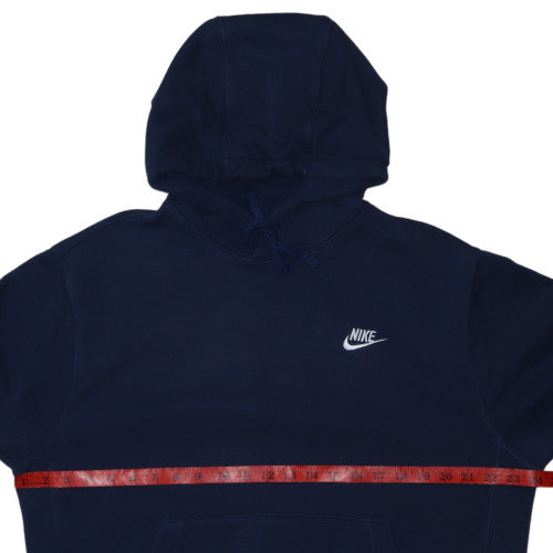 Nike Men's Blue Pullover Hoodie Medium Fleece Logo Sweatshirt