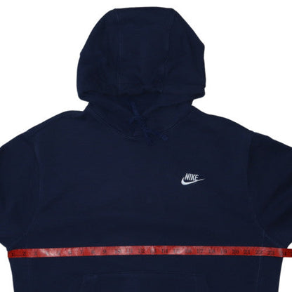 Nike Men's Blue Pullover Hoodie Medium Fleece Logo Sweatshirt