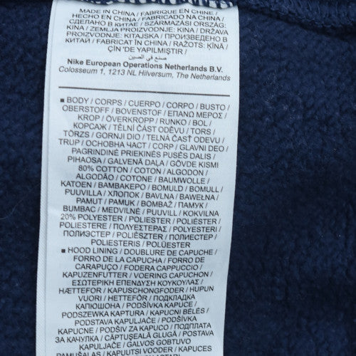 Nike Men's Blue Pullover Hoodie Medium Fleece Logo Sweatshirt