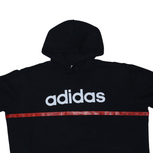Adidas Womens Black 2XL Pullover Hoodie with Logo Print