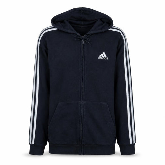 Front view of adidas Men Black Medium Full Zip Hoodie Sports Fleece