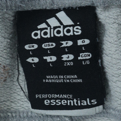 Adidas Mens Grey L Track Pants Performance Essentials Sportswear
