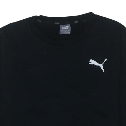 Puma Mens Black L Crew Neck Pullover Sweatshirt Fleece Logo