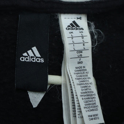 adidas Mens Black Pullover Hoodie L Hooded Fleece Sweatshirt