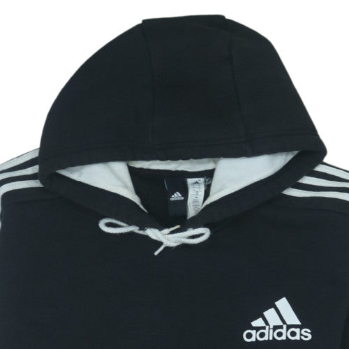 adidas Mens Black Pullover Hoodie L Hooded Fleece Sweatshirt