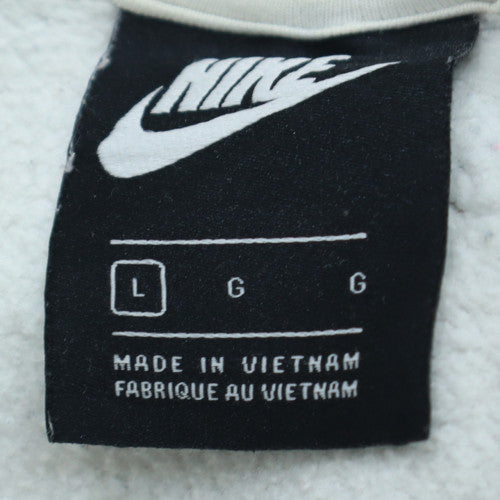 Nike Men's White Pullover Hoodie L Logo Fleece Sweatshirt