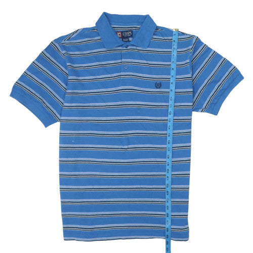 Chaps Men's Blue Striped Cotton Polo Shirt XL