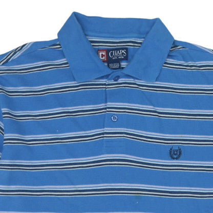 Chaps Men's Blue Striped Cotton Polo Shirt XL