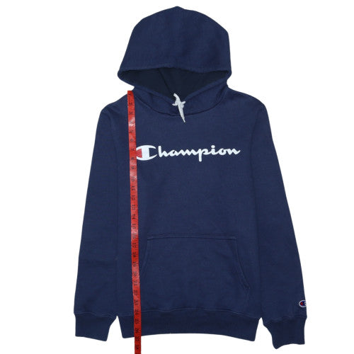 Champion Men's Blue Pullover Hoodie Medium Logo Fleece Sweatshirt