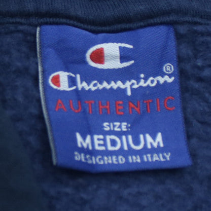 Champion Men's Blue Pullover Hoodie Medium Logo Fleece Sweatshirt