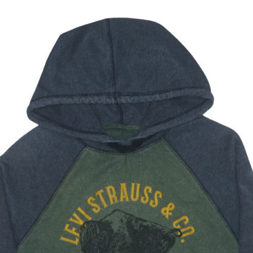 Levi's Men's Green Pullover Hoodie Size S Graphic Fleece Sweatshirt