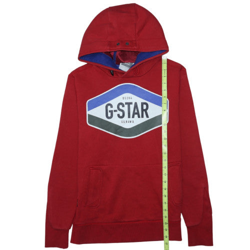 G-Star Raw Men's Red Pullover Hoodie Size L Graphic Print Cotton