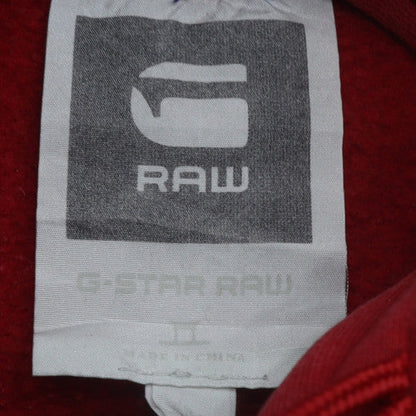 G-Star Raw Men's Red Pullover Hoodie Size L Graphic Print Cotton