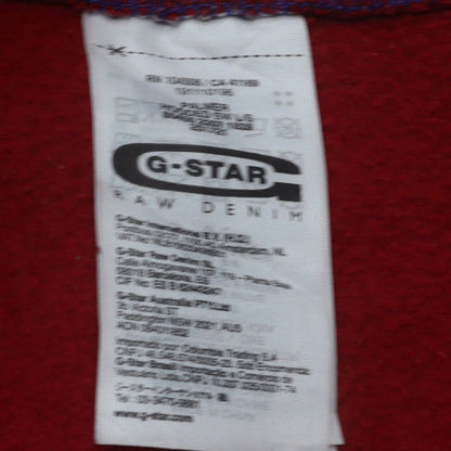 G-Star Raw Men's Red Pullover Hoodie Size L Graphic Print Cotton