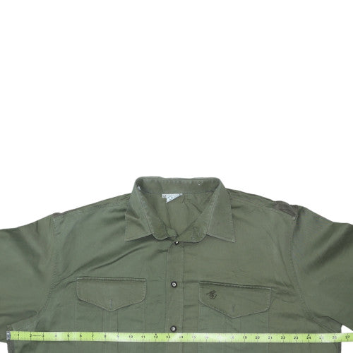 Imperial Men's Green 42in Regular Fit Cotton Military Shirt