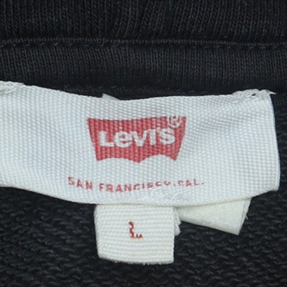 Levi's Men's Black Pullover Hoodie L Regular Fit Logo Fleece
