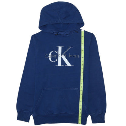 Calvin Klein Jeans Men's Blue Pullover Hoodie M Logo Cotton Fleece