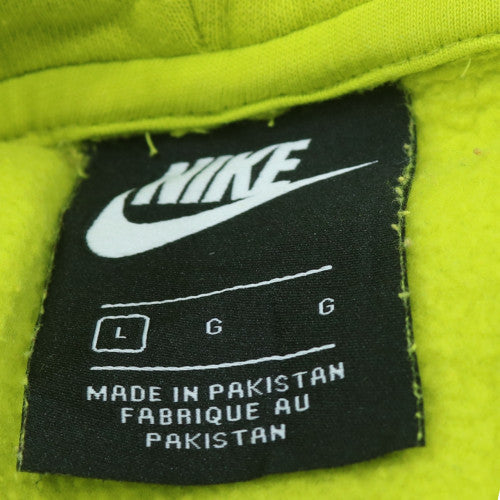 Nike Men's Yellow Pullover Hoodie L Fleece Logo Sportswear