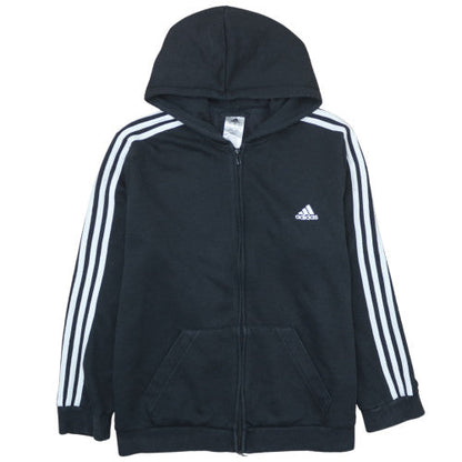 Adidas Womens Black 2XL Full Zip Hoodie with Stripes