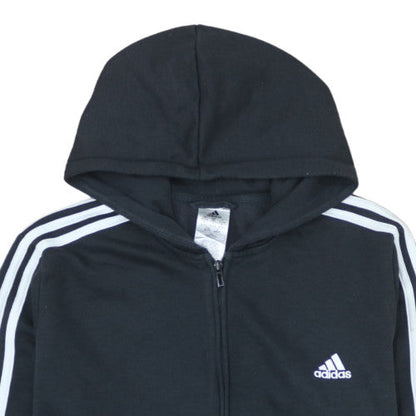 Adidas Womens Black 2XL Full Zip Hoodie with Stripes