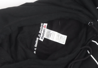 Reebok Men's Black Pullover Hoodie L Graphic Logo Fleece Sweatshirt