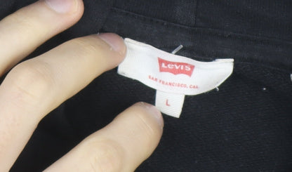 Levi's Girls Black Pullover Hoodie L Logo Graphic Cotton Blend