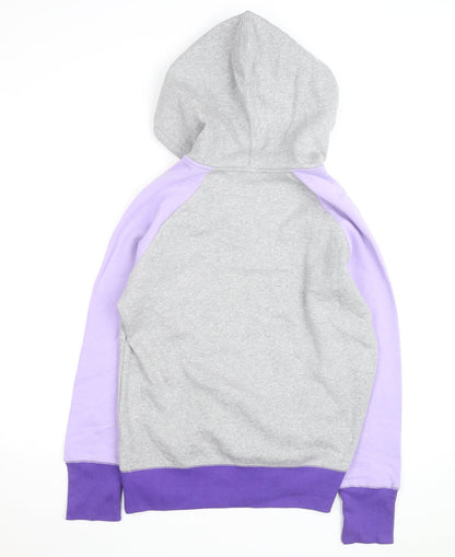 Reebok Women’s Grey & Purple Pullover Hoodie L Fleece Lined Casual