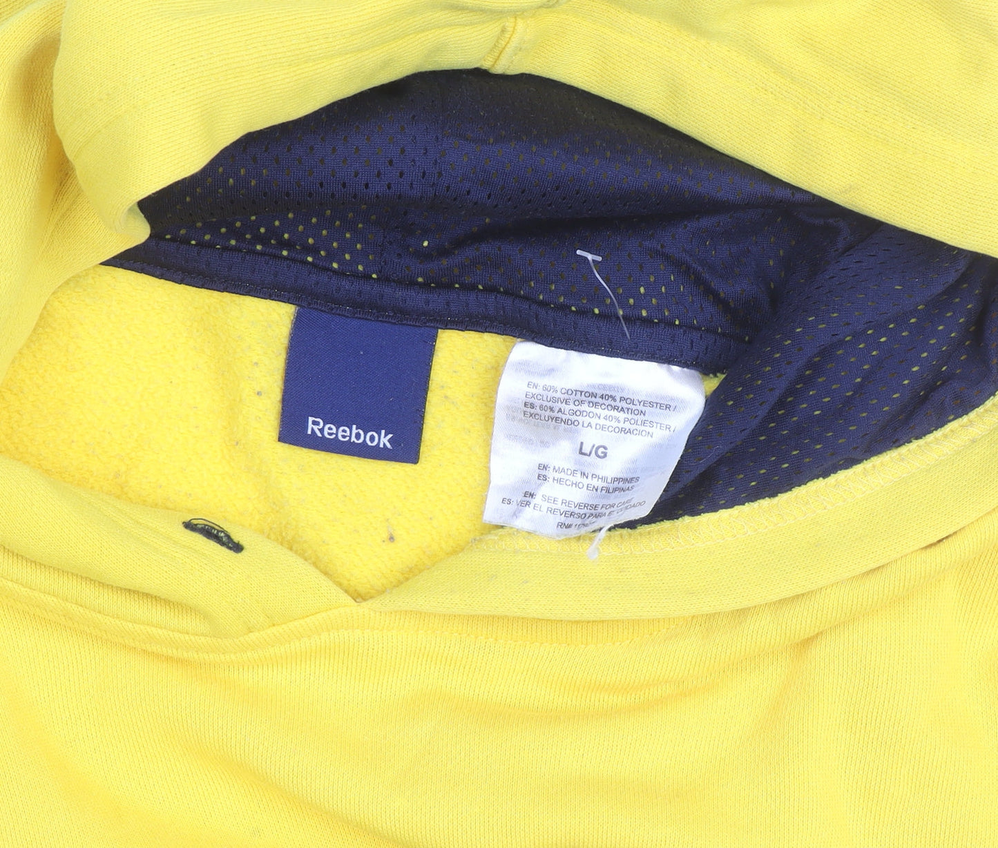 Reebok Men's Yellow Pullover Hoodie L Fleece Sportswear