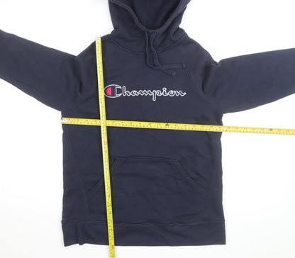 Champion Men's Blue Pullover Hoodie S Embroidered Logo Fleece