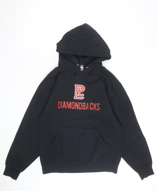 Jerzees Mens Black Pullover Hoodie M College Graphic Fleece