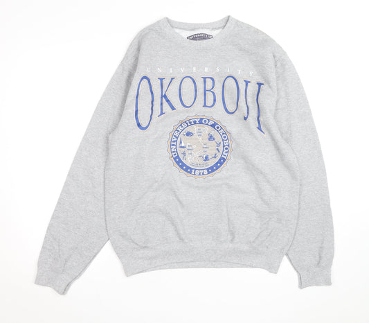 University of Okoboji Men's Grey Pullover Sweatshirt M Crew Neck