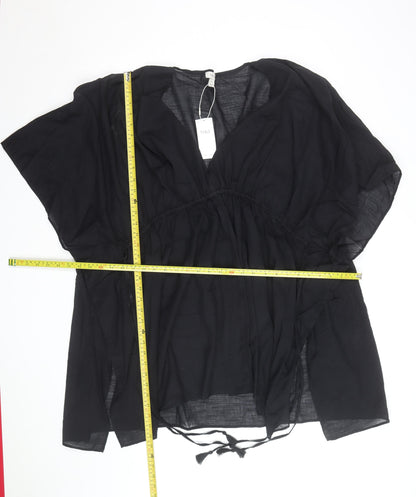 Marks and Spencer Womens Black Cotton Tunic Blouse XL Beachwear