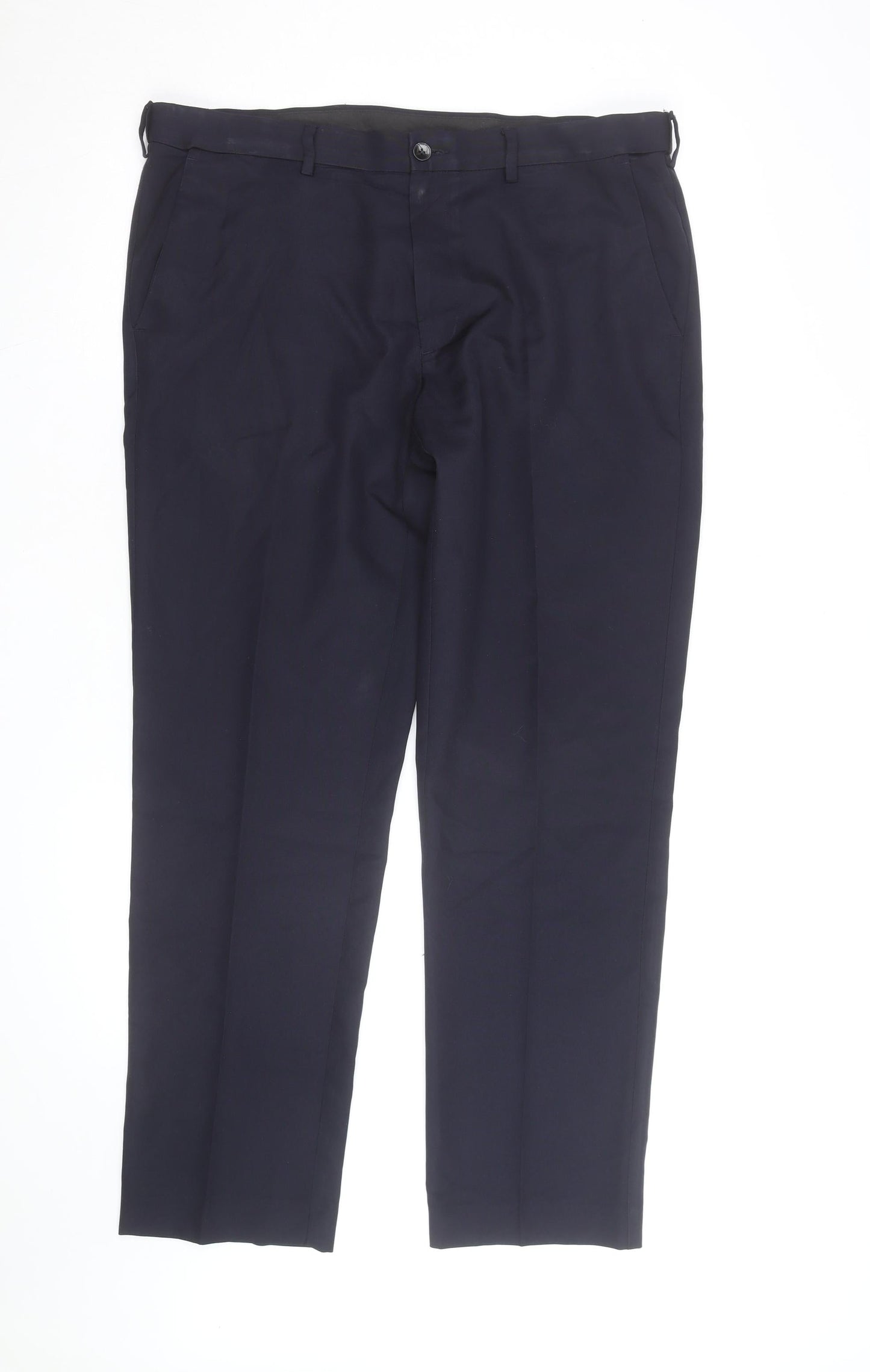Marks and Spencer Men's Navy Regular Fit Chino Trousers 36R