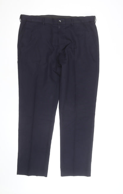 Marks and Spencer Men's Navy Regular Fit Chino Trousers 36R