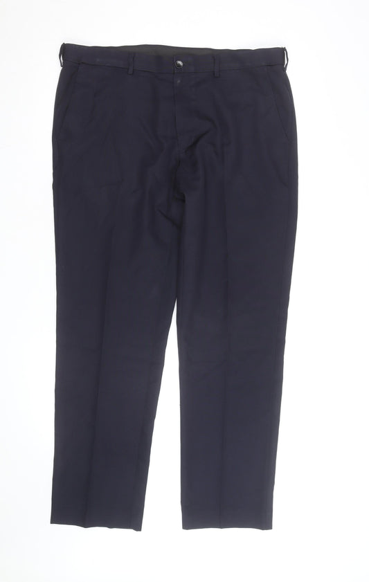 Marks and Spencer Men's Navy Regular Fit Chino Trousers 36R