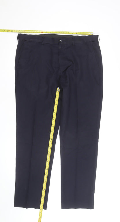 Marks and Spencer Men's Navy Regular Fit Chino Trousers 36R