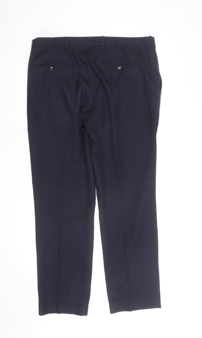 Marks and Spencer Men's Navy Regular Fit Chino Trousers 36R