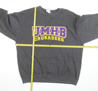 Champion Men's Grey Eco Fleece Pullover Sweatshirt L Logo Crew Neck