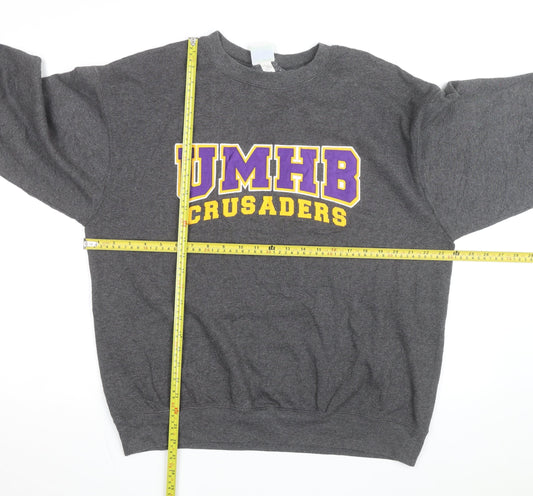 Champion Men's Grey Eco Fleece Pullover Sweatshirt L Logo Crew Neck