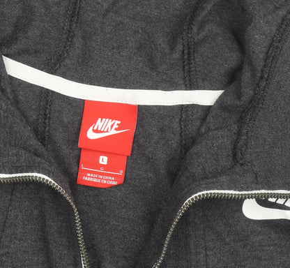 Nike Men's Grey Full Zip Hoodie L Regular Fit Sportswear
