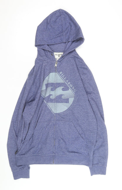 Billabong Men's Blue Full Zip Hoodie Medium Surf Graphic
